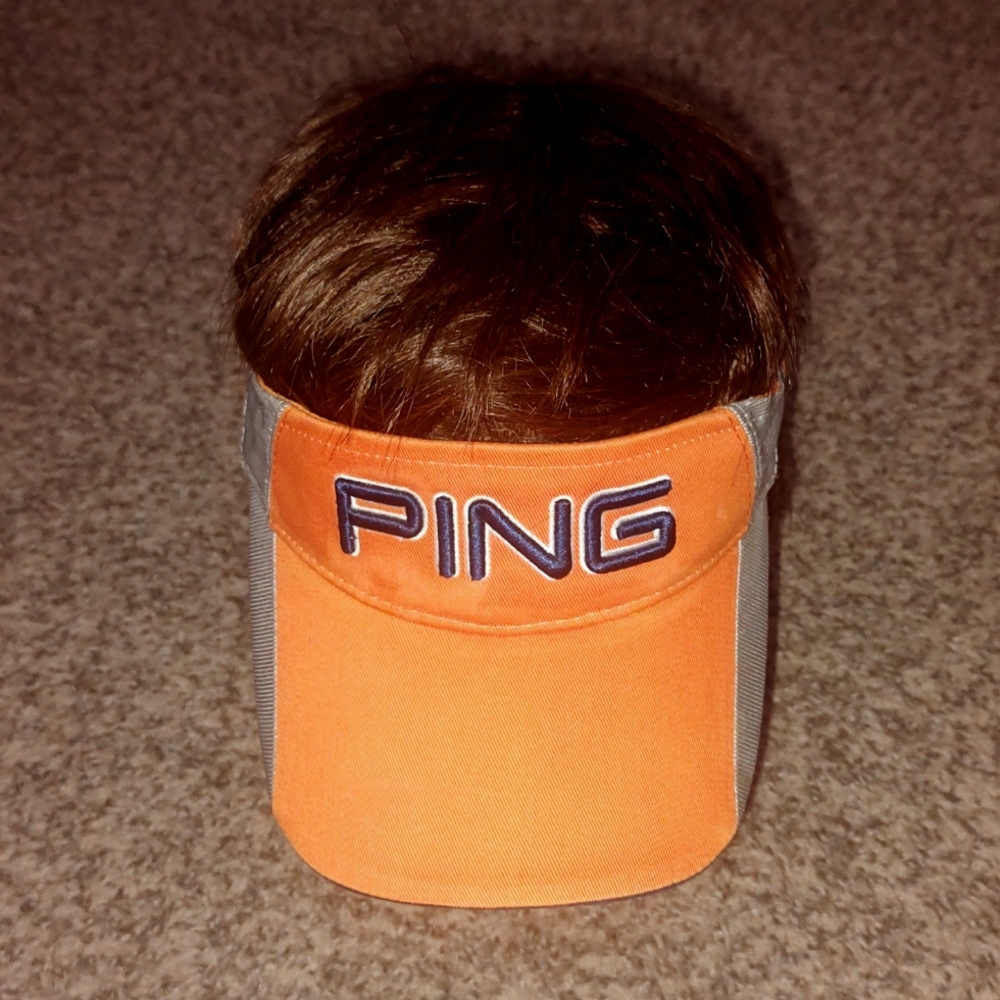 Ping Embroidered Adjustable Golf Visor Orange Gray - image 1